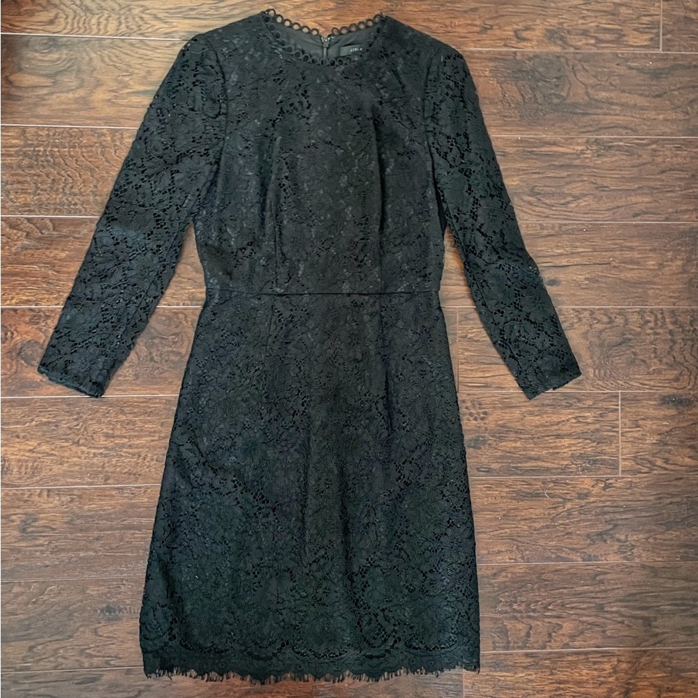 (NWOT) J.Crew Long Sleeve Little Black Lace Dress - Size 0 - Picture 2 of 7